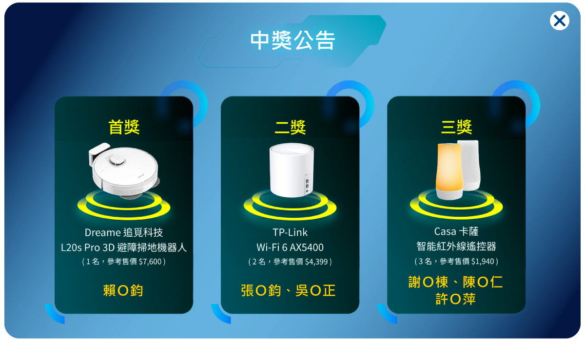中獎公告