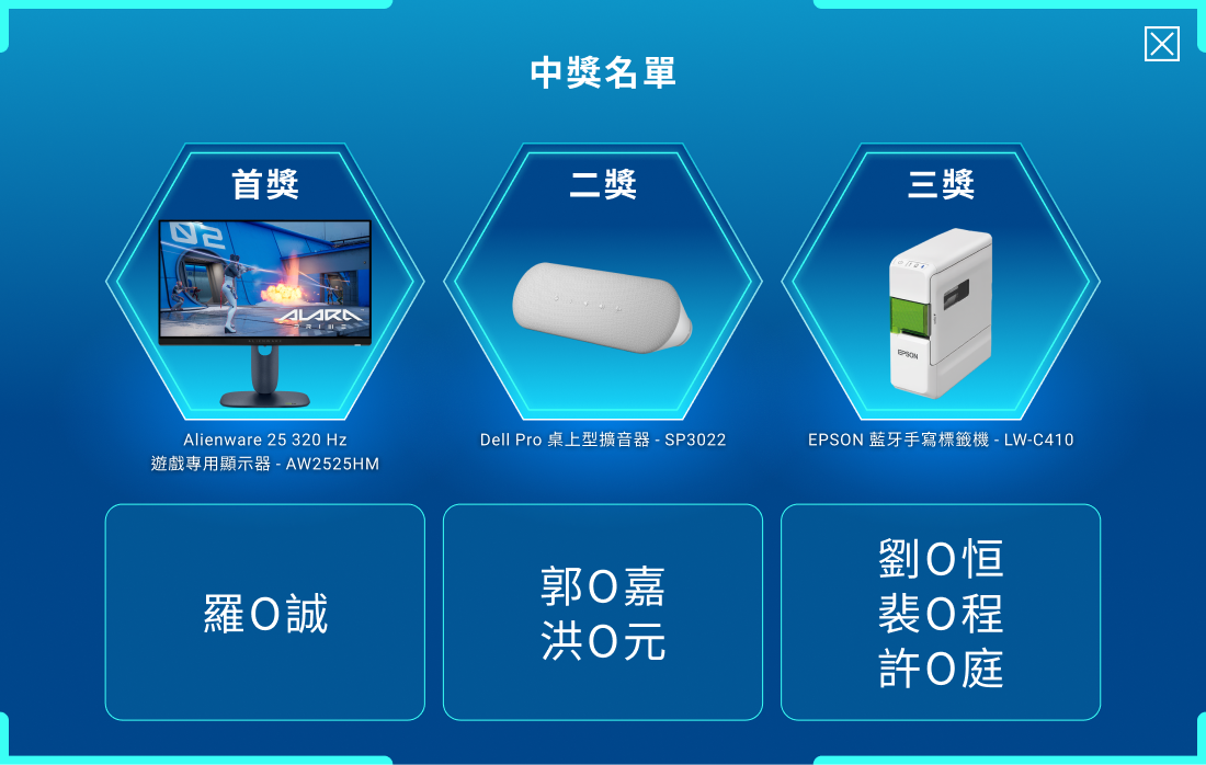 得獎名單公布